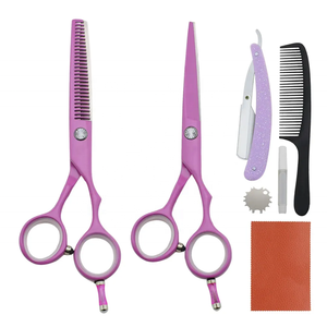 Kit de tijeras de peluquero personalizado, tijeras de corte de pelo recubiertas de Color rosa, tijeras de peluquería, juego de peluquería de 6 uds. - Product Image 1