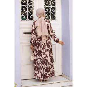 Vestido hiyab estampado hiedra marrón - Product Image 2