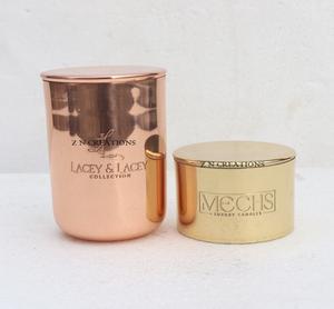 Récipient vide en laiton personnalisé de 8oz 10oz 12oz 14oz avec couvercle Récipients en cuivre de luxe pour la décoration intérieure Récipient en étain pour la fabrication de bougies - Product Image 1