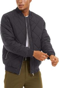 Chaqueta informal de bombardero para hombre, chaqueta de Color sólido con forro polar con patrón de diamantes de otoño, chaqueta de bombardero para hombre - Product Image 2