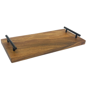Bandejas de madera natural hechas a mano no tóxicas hechas de madera de acacia y mango con acabado crudo y superficie segura para servir alimentos - Product Image 1
