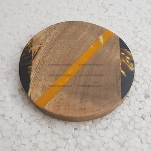 New Style Custom Design Acacia Wooden and Resin Best Coasters for Drink Coffee Tea for Office & Home Restaurant - Product Image 5