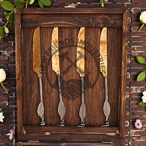 Nouvelle édition Ensemble de couverts en cuivre de style antique Ensemble de couverts en cuivre médiéval 20 pièces Ensemble de couverts avec boîte en bois Ensemble de repas de camping - Product Image 3