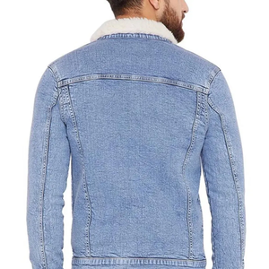 Chaqueta Varsity de Mezclilla OEM para Hombre, Personalizada, 100% Algodón, Vintage, Transpirable, con Parches de Chenille y Logotipo Frontal, para Invierno - Product Image 5