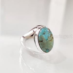 Anillo de Plata de Ley 925 para Hombre con Turquesa Natural de Arizona, Gema del Mes de Nacimiento de Diciembre, Estilo Otomano, Joyería de Regalo de Navidad - Product Image 2