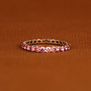 Luxurious 18KT Gold Plated Pink Round Cut Lab Grown Diamond Full Eternity Wedding Band Classic Luxury Wedding Gift for Women - Product Image 3