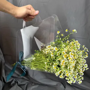 Custom Portable Waterproof Transparent Portable Flower Bouquet Sleeves Bags For Flower Carrying In Plastic PET PVC Paper