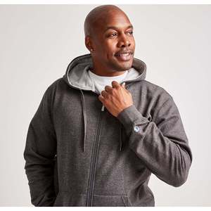 Felpa con cappuccio Champion da uomo con ricamo 3D, in pile, con zip intera, lavaggio acido, 100% poliestere, disponibile nella taglia XXXXL per taglie forti e alte - Product Image 2