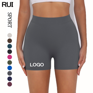 กางเกงขาสั้นสำหรับผู้หญิงกางเกงขาสั้นขี่จักรยานแห้งเร็วเอวสูงสีพื้นติดโลโก้ได้ตามต้องการ - Product Image 1
