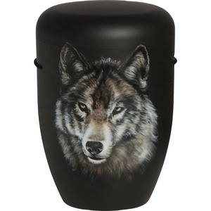 Nouvelle urne funéraire biodégradable pour adulte, design loup imprimé, style européen, capacité de 200 pouces cubes, personnalisable - Product Image 1