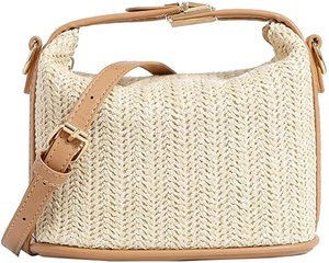 Sac fourre-tout en paille pour femmes grande capacité Shopping fourre-tout bohème sac à bandoulière voyage sac de plage avec doublure OEM - Product Image 1