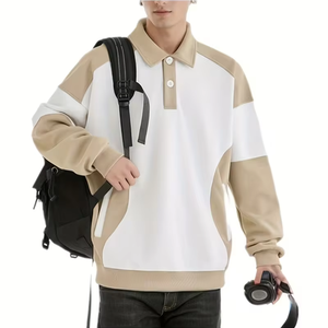 Sudadera Casual de Cuello Redondo para Hombre, Color Gris Claro Rosado, 100% Algodón, Manga Larga, Estilo Holgado, con Detalle de Cremallera, Personalizable - Product Image 3