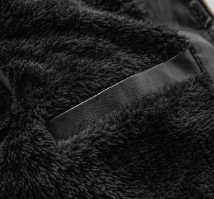 Manteau de motard de haute qualité, vestes de moto élégantes à la mode personnalisées, veste en cuir classique en fourrure PU épaisse pour hommes - Product Image 5