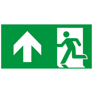 Letrero de Emergencia Luminoso en la Oscuridad, Señal de Rescate, Ruta de Escape Ascendente, 300 x 150 mm (A x L) -RT-SCHILD-300-5-NLF - Product Image 2