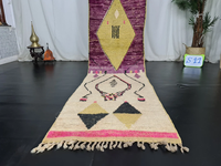 Tapis berbère marocain de haute qualité chemin tufté à la main multicolore avec laine moderne au design géométrique Kilim pour la décoration intérieure