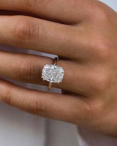 Anillo de compromiso de moissanita con corte de cojín alargado de 11x9mm | Diseño solitario en plata u oro | Joyería fina de Boda nupcial OEM - Product Image 1