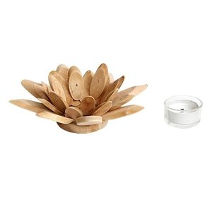 Portavelas de Madera Natural con Acabado de Textura de Madera Mate Suave, Diseño Personalizado Hecho a Mano para Decoración Navideña del Hogar - Product Image 5