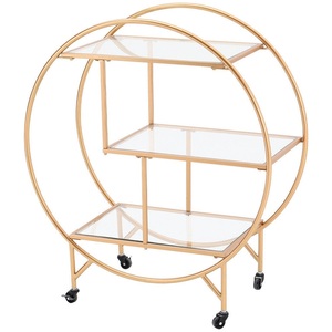 Carro de metal con acabado dorado Carro de servicio de espejo de dos niveles Tamaño personalizado Nuevo Carro de metal - Product Image 5