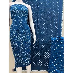 Pink Leaf Women's Satin Bandhani Suit Embroidered Natural Waist Formal Knee-Length Breathable Anti-Wrinkle Washable Eco-Friendly - Product Image 2