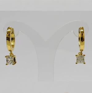 ต่างหูชุบทอง14K แบบห้อยทำจากเพทายลูกบาศก์ S925ปรับแต่งได้สำหรับขายปลีก - Product Image 1