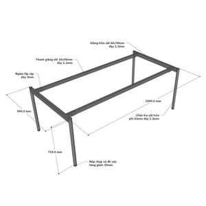Mesa de Conferencia OMA Serie II con Patas de Hierro 200x100cm Diseño Moderno Minimalista Madera de Caucho HBOM208 Muebles de Oficina para Hoteles - Product Image 5