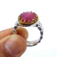 Bague en argent sterling 925 avec rubis et saphir et pierres taillées à facettes Bague en argent rubis Bague de déclaration