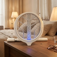 Raquette anti-moustiques électrique télescopique, rotative à 360 degrés, pliable, rechargeable, lumière UV, ABS, grande capacité, anti-insectes