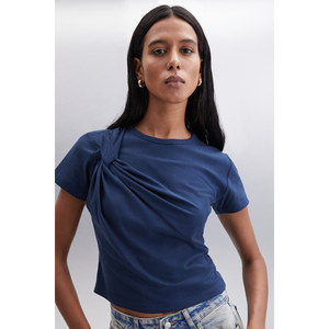Blusa Corta de Algodón Orgánico con Detalle de Nudo para Mujer, ETHIQUET YASMIN - Product Image 3