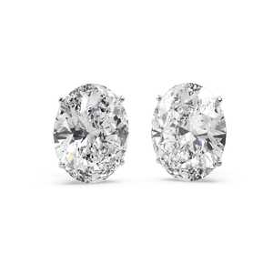Boucles d'oreilles en or blanc 14 carats avec diamants taille ovale 0,75 ct H SI1-SI2 - Product Image 1