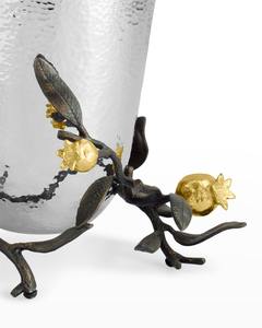 Florero de Metal hecho en India de alta calidad, jarrón de mesa con acabado de hoja de oro y tapa plateada a la venta, pulido inspirado en la naturaleza - Product Image 6