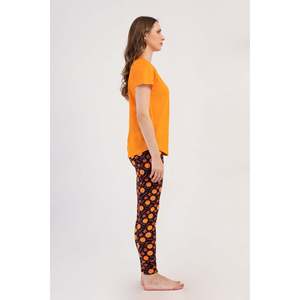 KADIN LYC SUPREM O YAKA KISA KOL ETEGI OVAL MANSETLI TAYT PIJAMA TAKIM - สีส้ม - สีส้ม - Product Image 3