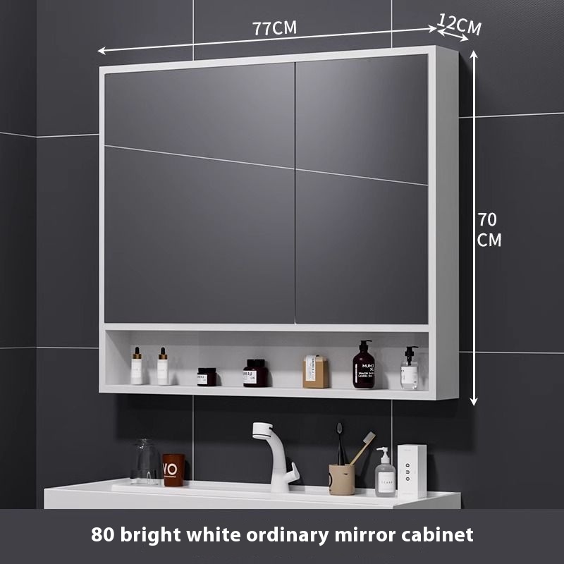 80 blanco brillante + roble + gabinete de espejo ordinario