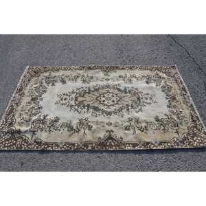 Tapis en Laine Marron Beige Vintage de Grande Surface Style Turc Traditionnel Patchwork pour Chambre Rectangle Couloir Design Latex 3.7 'X - Product Image 3