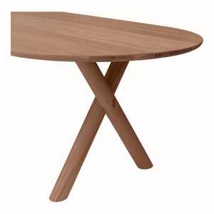 Mesa de comedor de madera maciza ovalada moderna con diseño único de patas en ángulo, muebles de restaurante para hoteles, parques exteriores al aire libre - Product Image 4