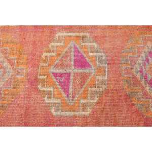 Alfombra Turca Herki Vintage de 2.9x11.6 pies (88x354 cm), Alfombra de Lana Marroquí Naranja - Product Image 5