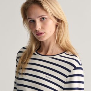 เสื้อยืดแขนยาวลายทางของผู้หญิงมีสไตล์-คุณภาพสูงสะดวกสบายและเหมาะสำหรับชุดอินเทรนด์และลำลอง" - Product Image 5