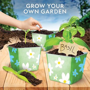NATIONAL GEOGRAPHIC Kit de culture d'herbes pour enfants-Décorez 3 pots avec peinture et autocollants, ensemble de jardinage pour enfants - Product Image 2
