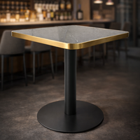 Table carrée de luxe en métal et marbre pour café, restaurant, fast-food, mobilier commercial moderne en bois, vente en gros
