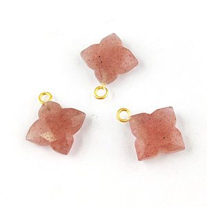 Colgante de trébol facetado de cuarzo de fresa, GEMA de Plata de Ley 925, abalorio de piedras preciosas para fabricación de collar y pendientes - Product Image 1