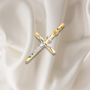 Colgante de Cruz de Jesús de dos tonos a la moda, joyería de cobre acentuada con diamantes de lujo, uso diario, colgantes de moda, aleación de Metal - Product Image 5