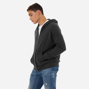 Vente en gros en vrac Sweats à capuche Grande taille pour hommes Fabricants de vêtements noirs unis intégraux Sweat à capuche avec fermeture éclair complète pour hommes - Product Image 3