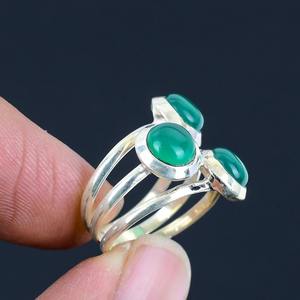 Joyería para mujer, anillo de estilo bohemio de plata, joyería de plata de ley 925, piedras preciosas de ónix verde, anillo hecho a mano de tendencia, regalo para el amor - Product Image 4