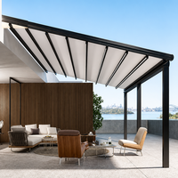 Pergola automatique en aluminium et PVC imperméable, auvent rétractable électrique, protection contre la pluie pour jardin extérieur, villa, balcon, terrasse