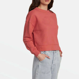 Hot Selling O-Neck Winter Sweatshirt for <b>Women</b> Long Sleeve Custom Logo Solid Color 100% Cotton Terry Pullover <b>Women</b> Sweatshirts - Product Image 5