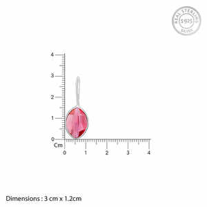 ต่างหูคริสตัลสีชมพูเชอร์รี่สีเงิน - Product Image 5