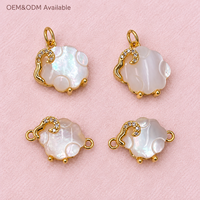 Pendentif Mouton Coquillage Blanc, Breloque Animale Délicate pour la Fabrication de Colliers et Bracelets, Fournitures de Bijoux de Boutique, Bijoux en Cuivre en Gros