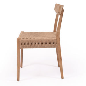 Silla de comedor de madera de teca maciza moderna, asiento de ratán de papel trenzado tejido, respetuoso con el medio ambiente para apartamento, Villa, uso de muebles para el hogar interior - Product Image 3