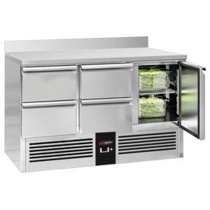 Réfrigérateur de comptoir commercial PREMIUM - 1370x700mm - avec 1 porte, 4 tiroirs - avec rebord - capacité 368 litres - Product Image 4