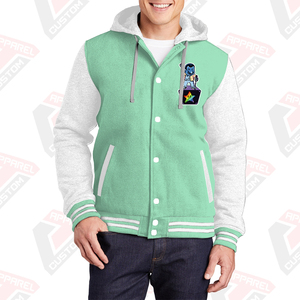 Chaqueta universitaria cálida y elegante para hombre con capucha 100% algodón polar bordado Technics Impresión digital teñido liso para invierno - Product Image 5