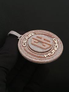 Custom Round Rotating <b>Initial</b> <b>Pendant</b> 925 Sterling <b>Silver</b> Fully Iced Moissanite Hip Hop Jewelry - Product Image 6